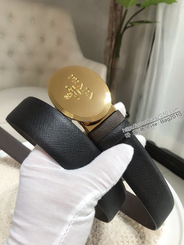 PRADA男士皮帶 普拉達Saffiano十字紋牛皮腰帶  jjp2028